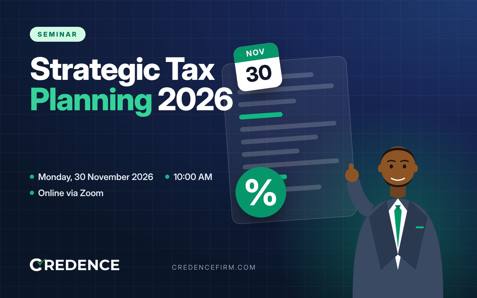 Strategic Tax Planning 2026: Monday, 30 November 2026, 10:00 AM, Online via Zoom